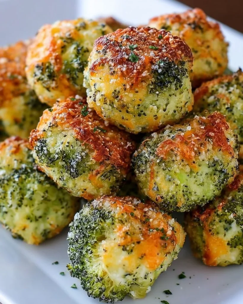 Delicious baked broccoli cheese balls served on a platter