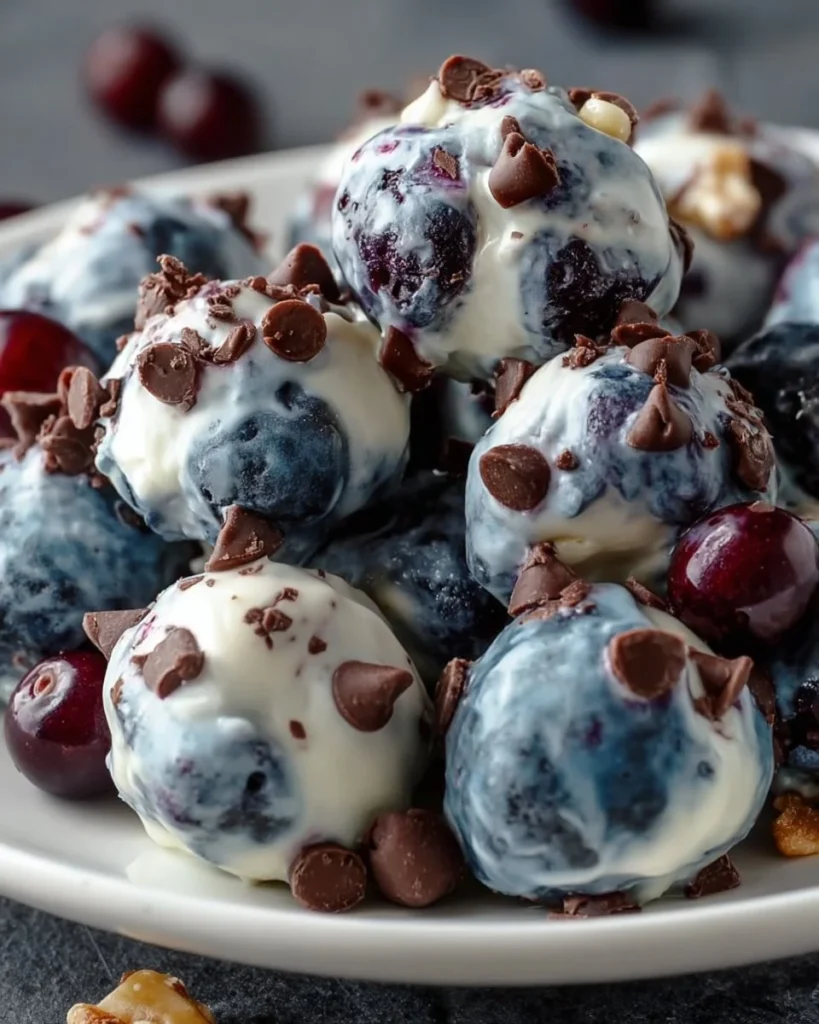 Blueberry yogurt clusters featuring creamy yogurt and fresh blueberries