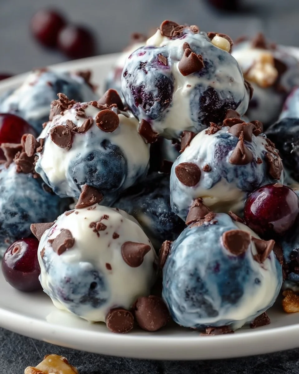 Blueberry yogurt clusters featuring creamy yogurt and fresh blueberries