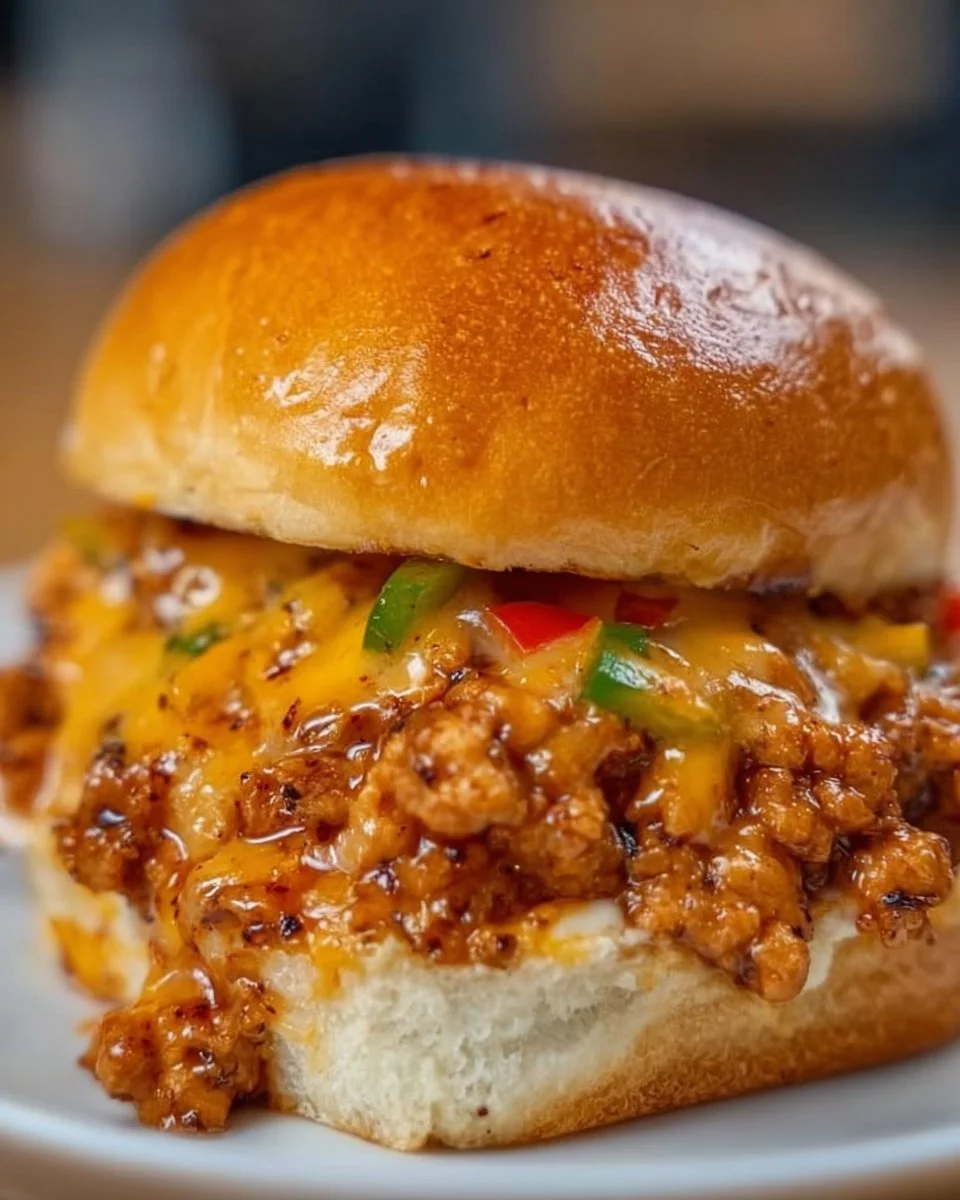 Cajun Chicken Sloppy Joes served on a plate with fresh toppings