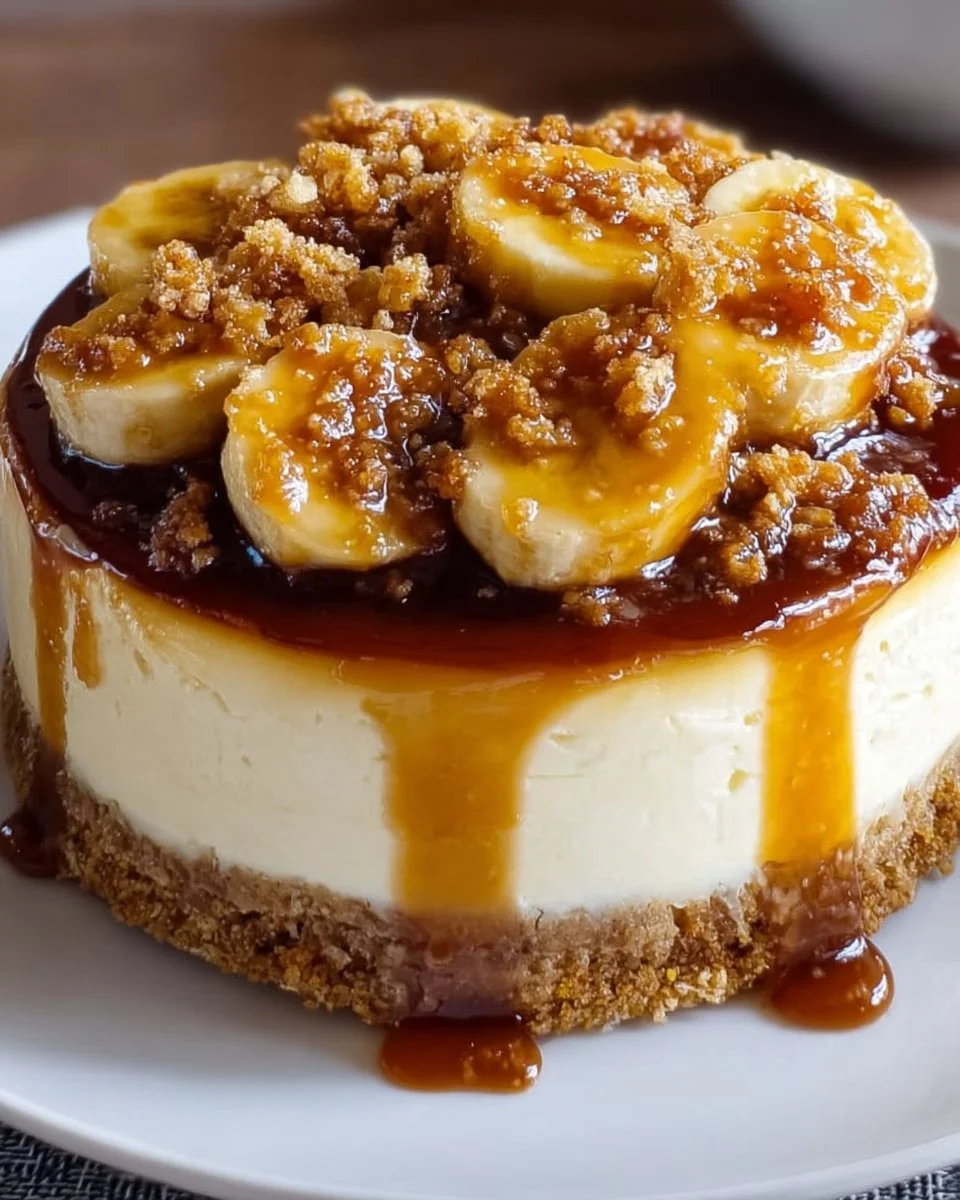 Caramelized banana cheesecake with rum glaze - a delicious dessert