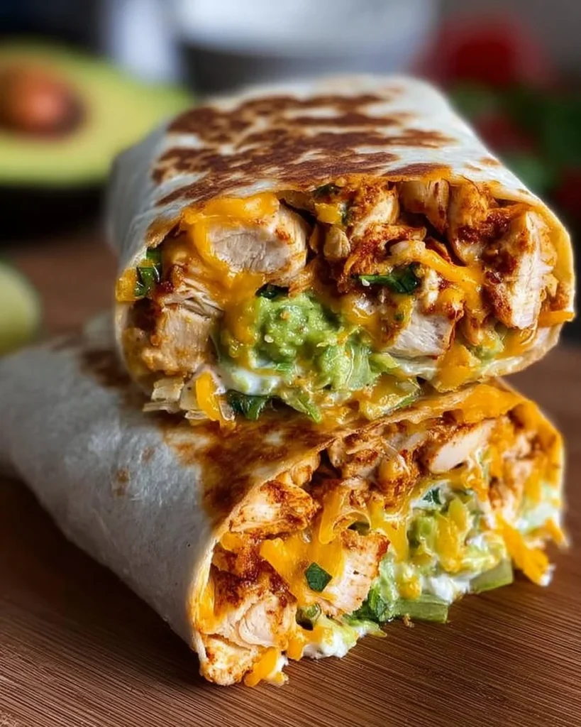 Delicious Chicken Avocado Ranch Burritos wrapped and ready to eat