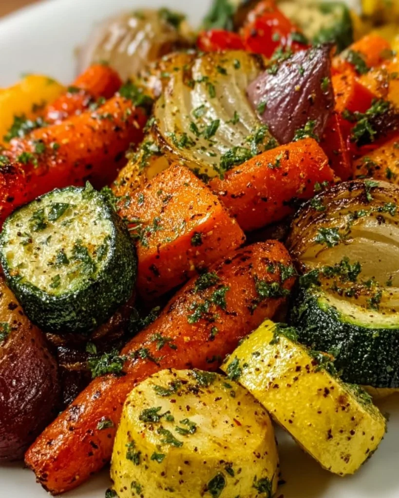 Delicious roasted vegetables topped with Cowboy Butter sauce