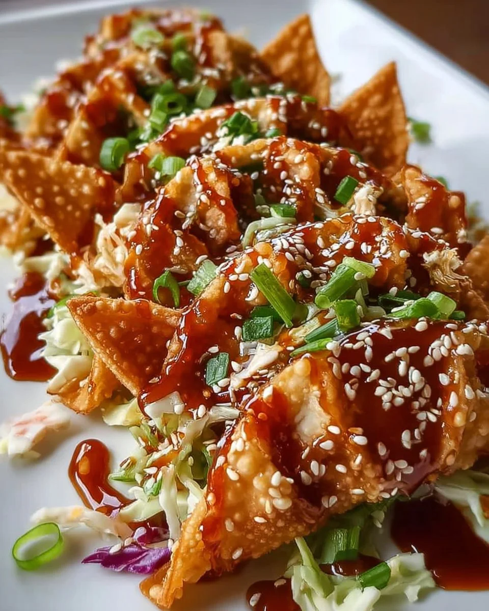Crispy Chicken Wonton Tacos served with fresh toppings and sauce