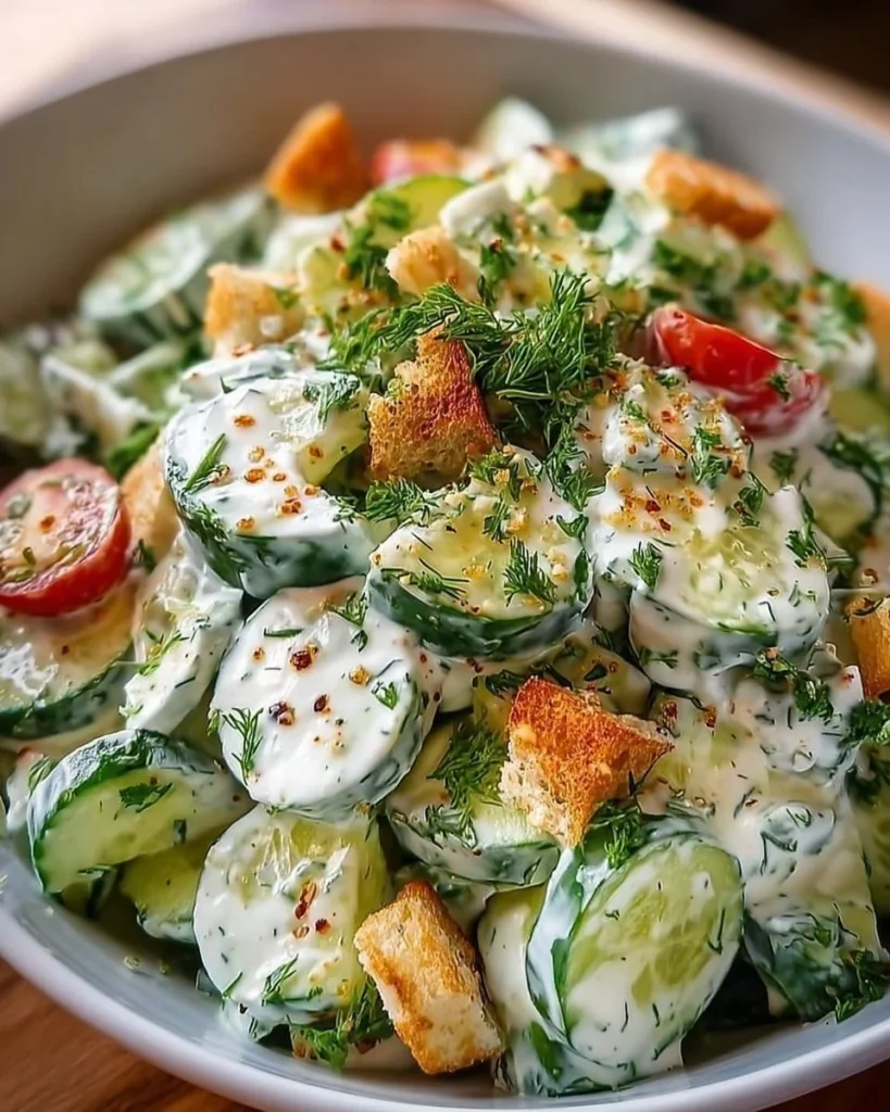Cucumber Ranch Crack Salad with fresh cucumbers and ranch dressing