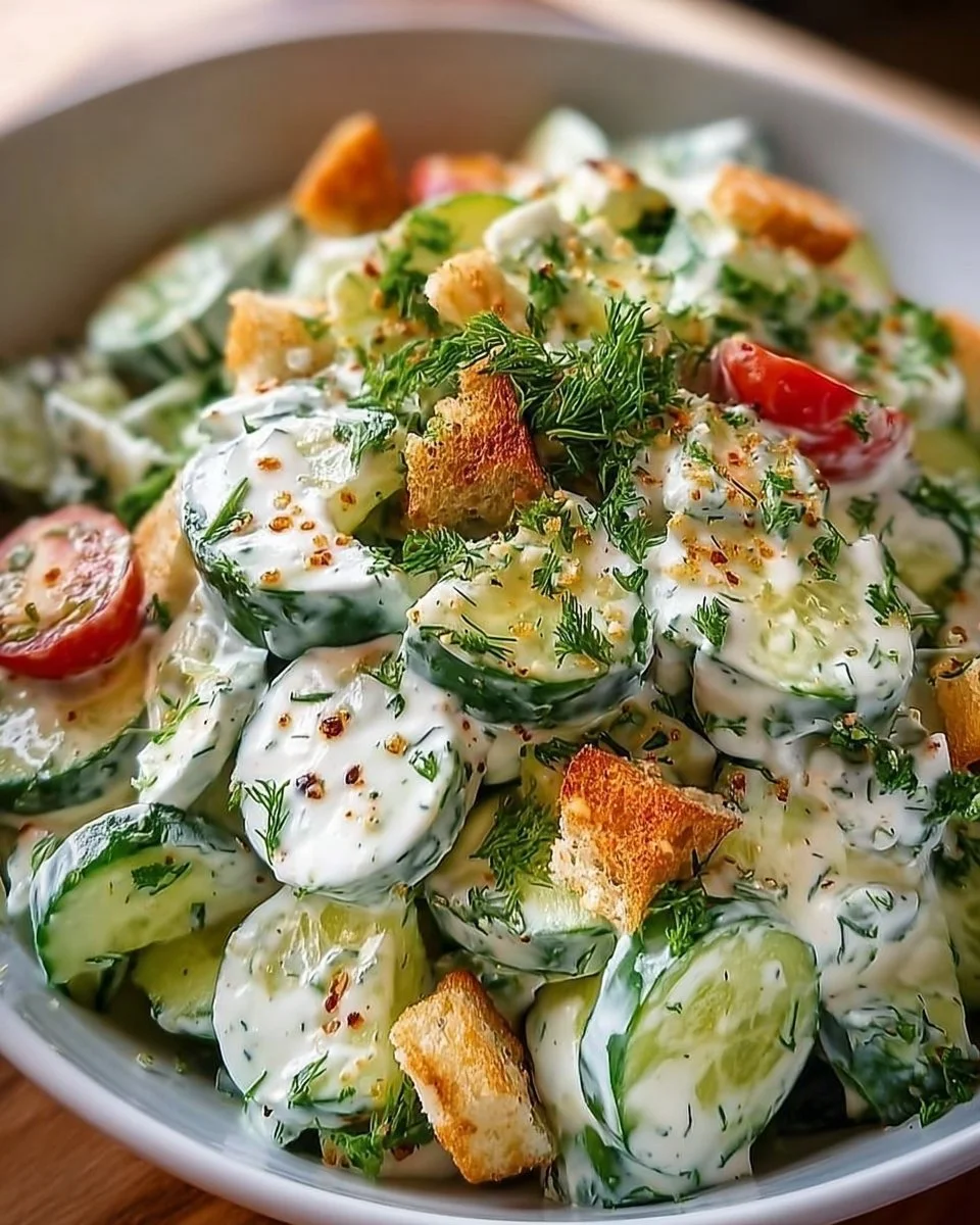 Cucumber Ranch Crack Salad with fresh cucumbers and ranch dressing