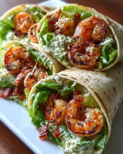 Grilled Shrimp Caesar Wraps served with fresh greens and dressing