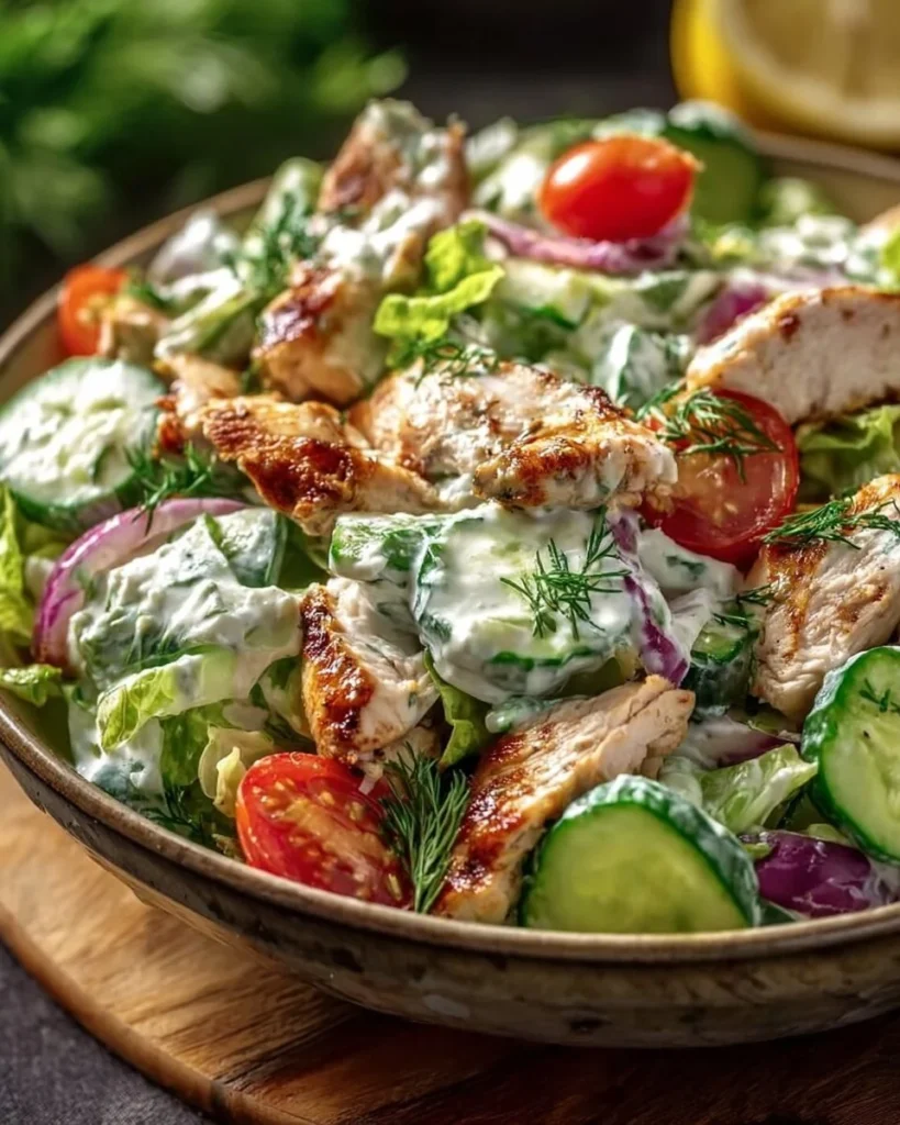 Healthy Mediterranean Tzatziki Chicken Salad for weight loss