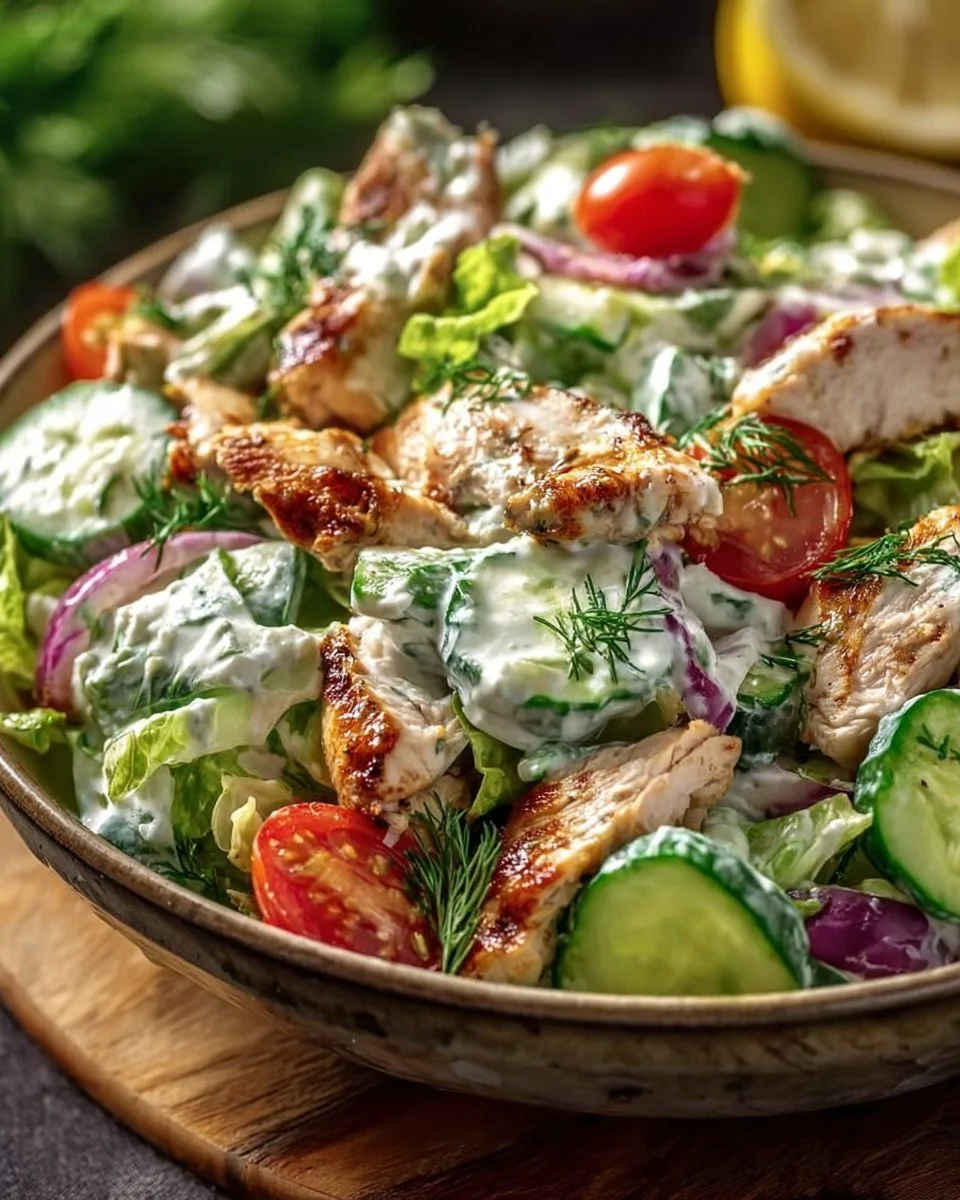 Healthy Mediterranean Tzatziki Chicken Salad for weight loss