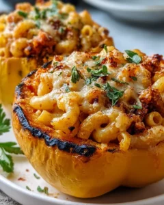 Delicious Hot Honey Chili Mac Stuffed Squash, a unique chili mac recipe