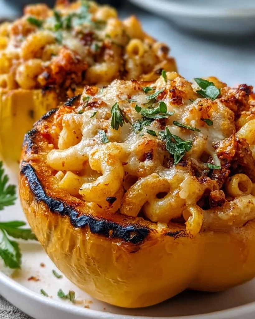 Delicious Hot Honey Chili Mac Stuffed Squash, a unique chili mac recipe