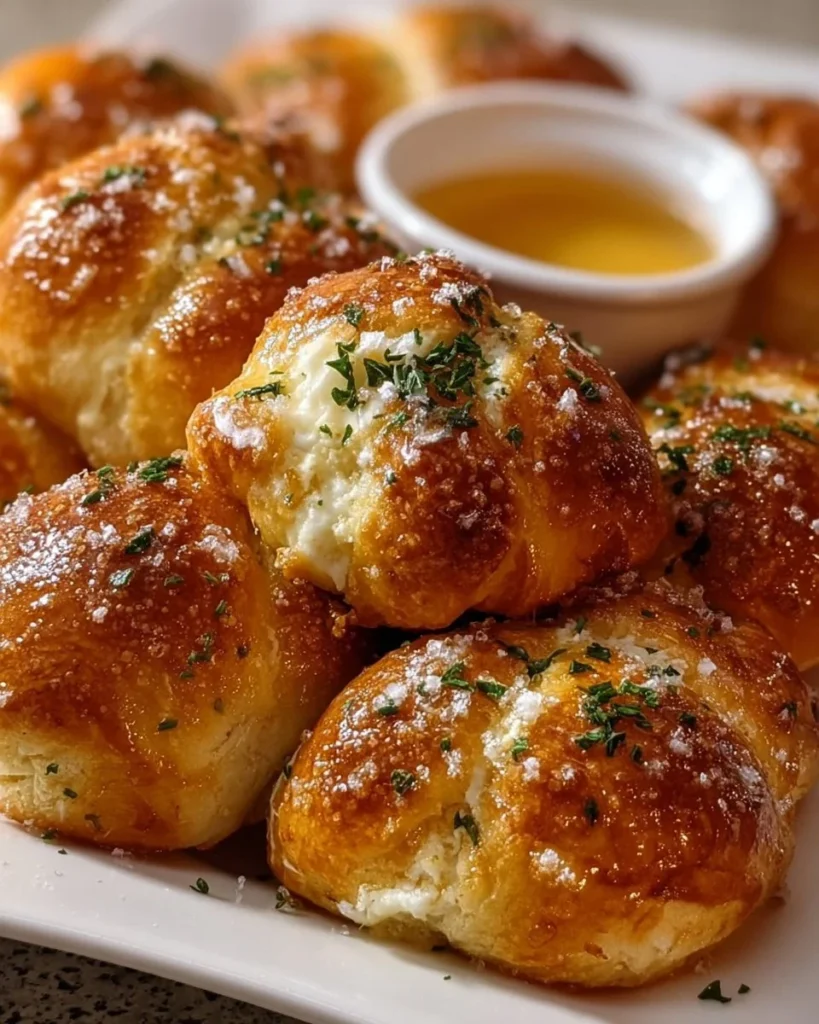Delicious hot honey ricotta stuffed garlic knots served warm