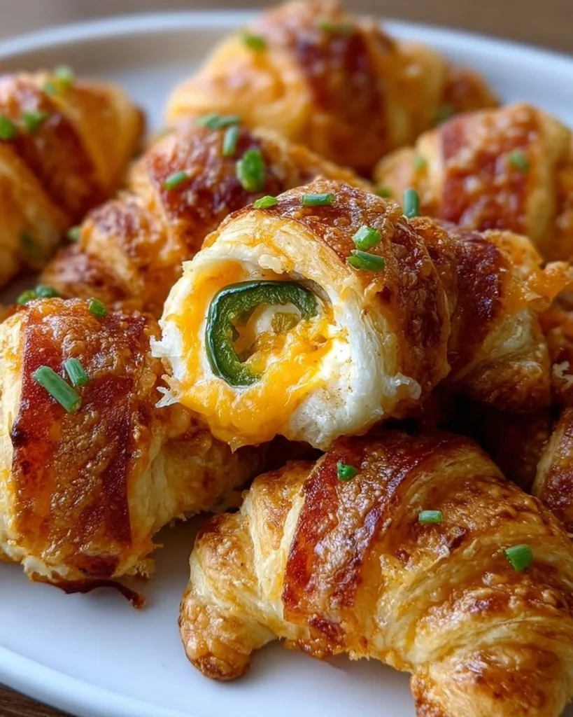 Jalapeño popper cheese-stuffed crescent bites on a plate