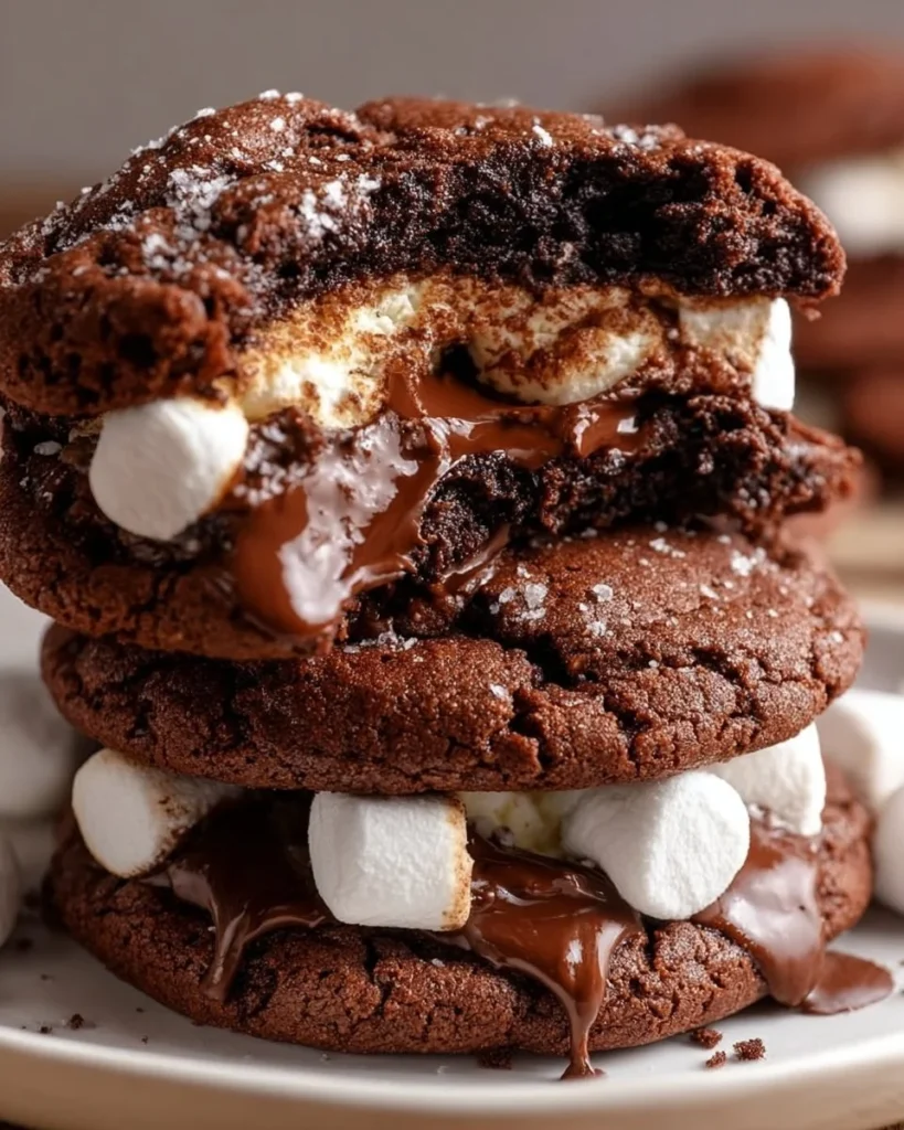 Delicious Marshmallow Nutella Chocolate Cookies on a cooling rack.
