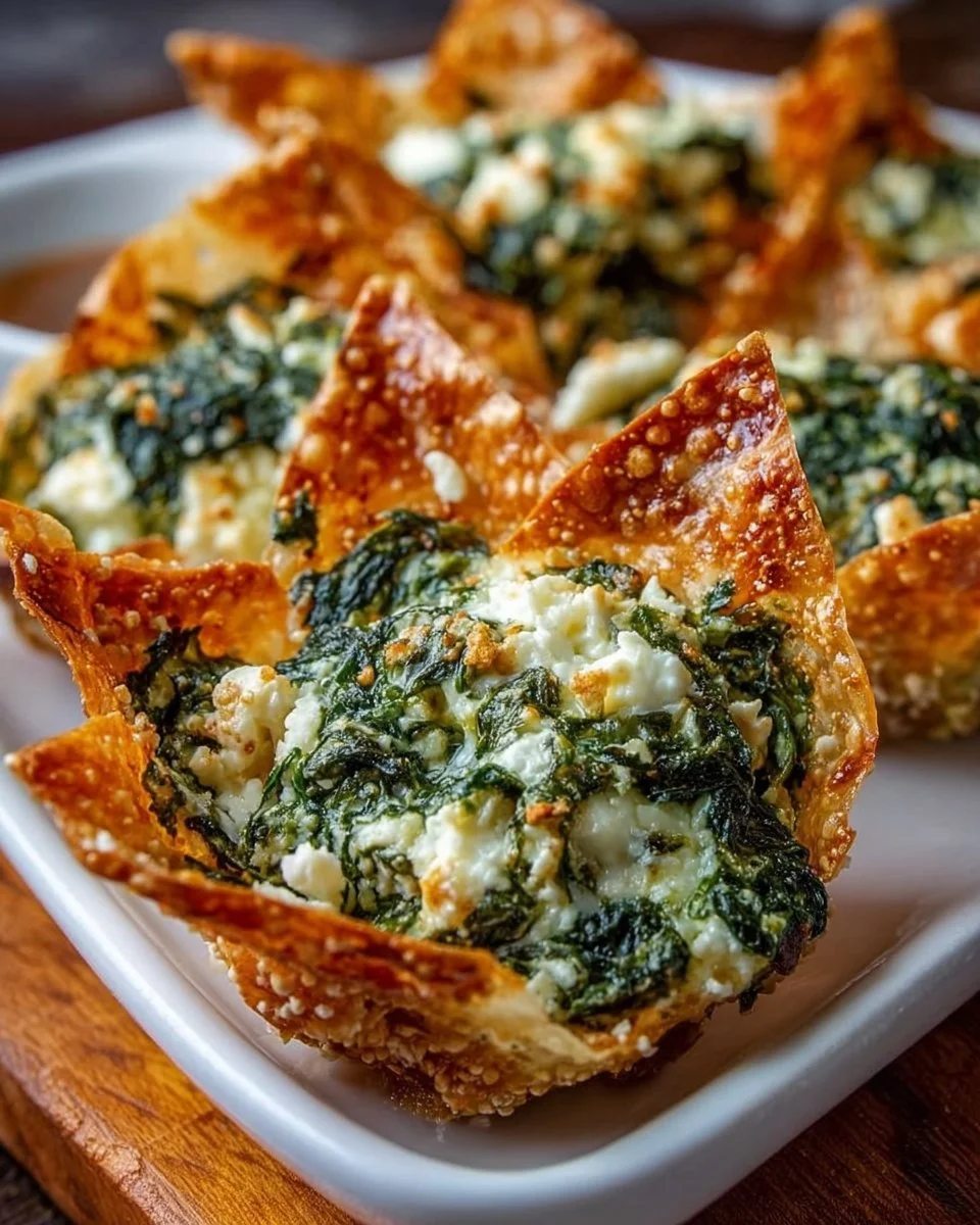 Mediterranean Spinach and Feta Crisps served on a plate, healthy snack option