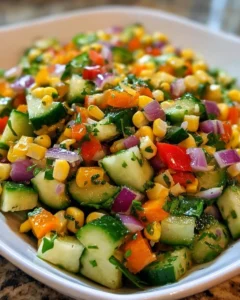 Delicious Mexican cucumber salad garnished with lime and spices