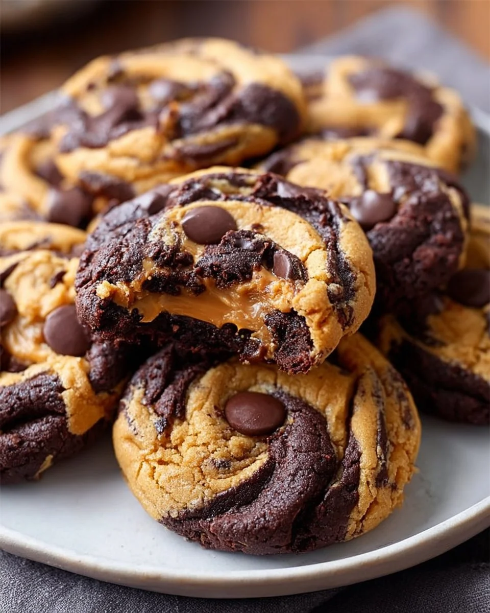 Delicious Peanut Butter Brownie Swirl Cookies with a rich texture and flavor combo
