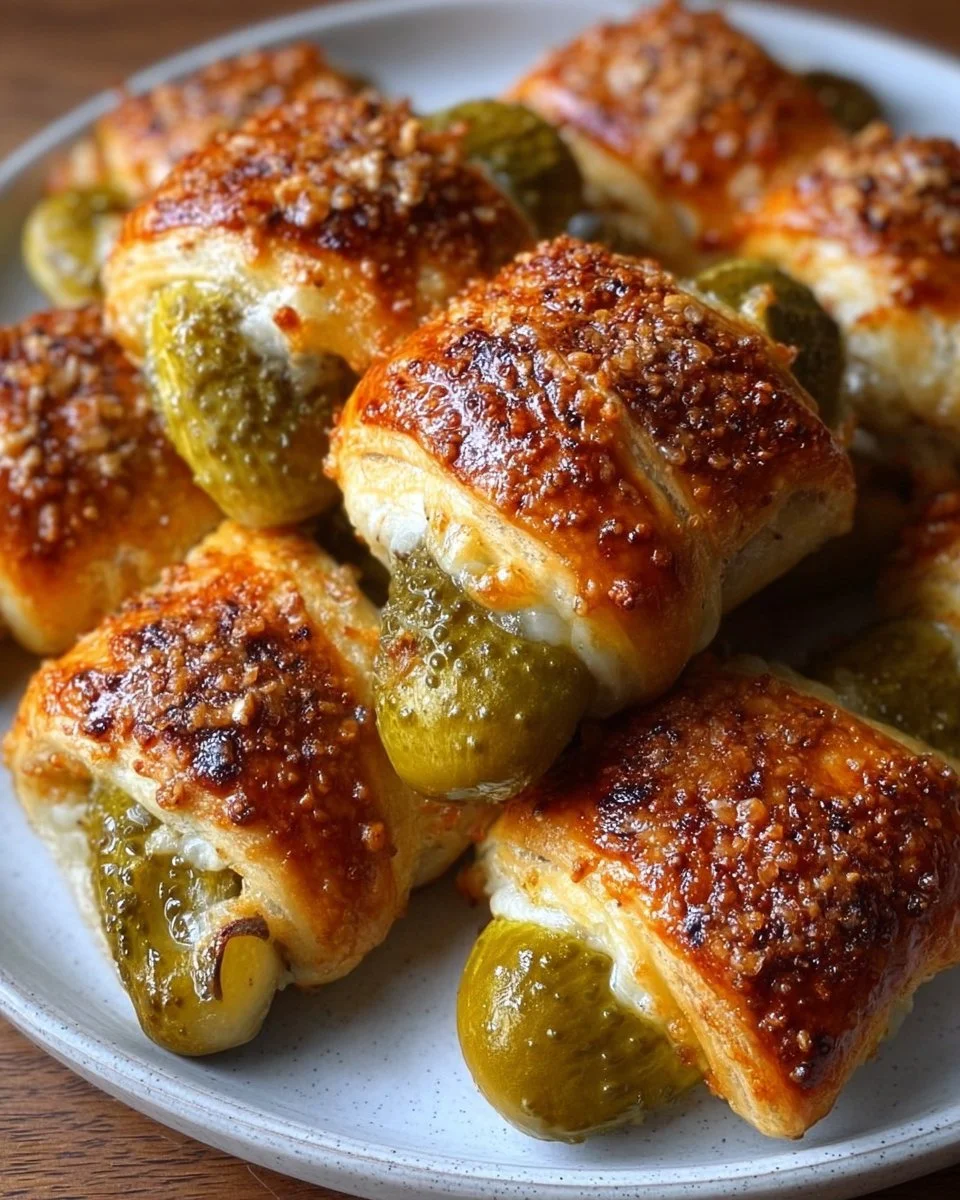 Delicious pickles in a blanket appetizer for parties and gatherings