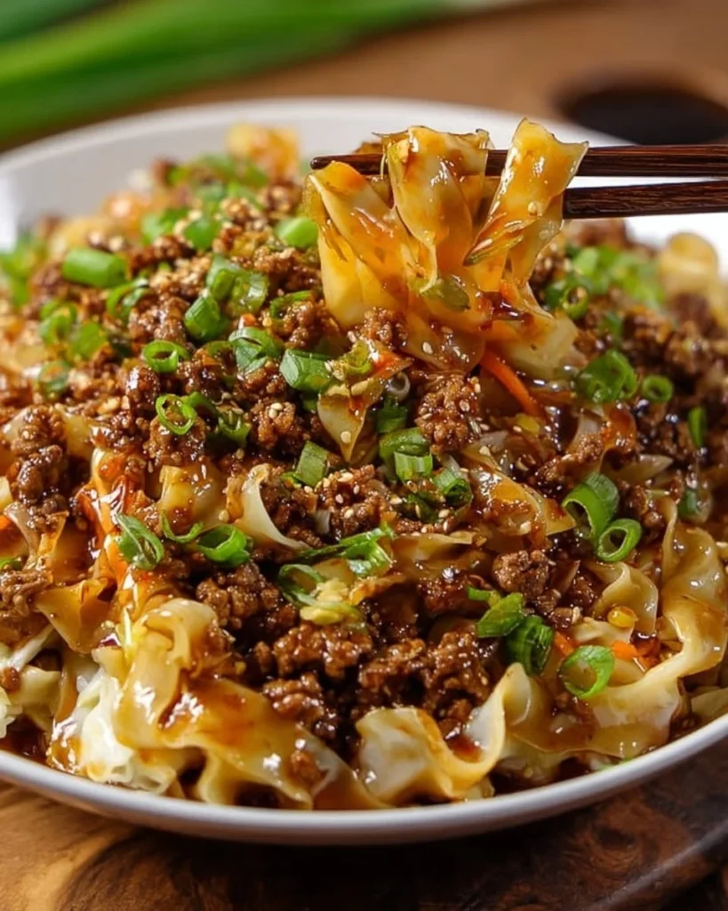 Delicious potsticker noodle bowl with vibrant veggies and tasty sauce