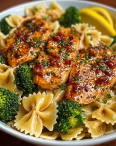 Delicious Cowboy Butter Lemon Bowtie Chicken served on a plate