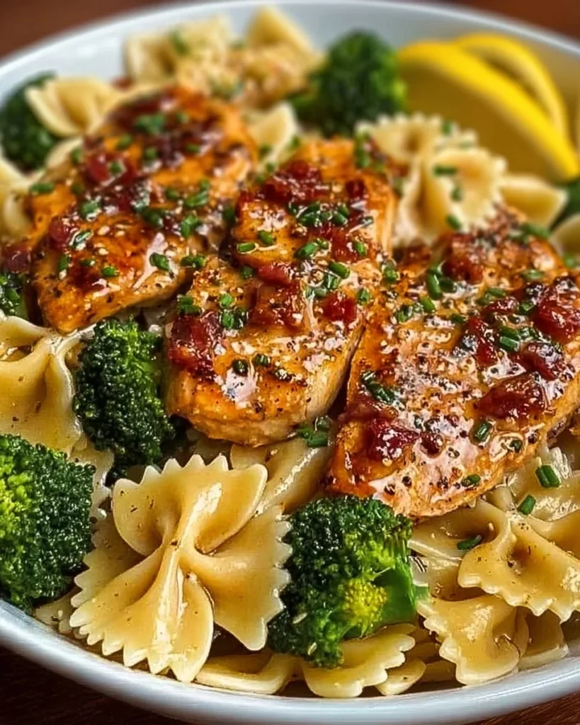 Delicious Cowboy Butter Lemon Bowtie Chicken served on a plate
