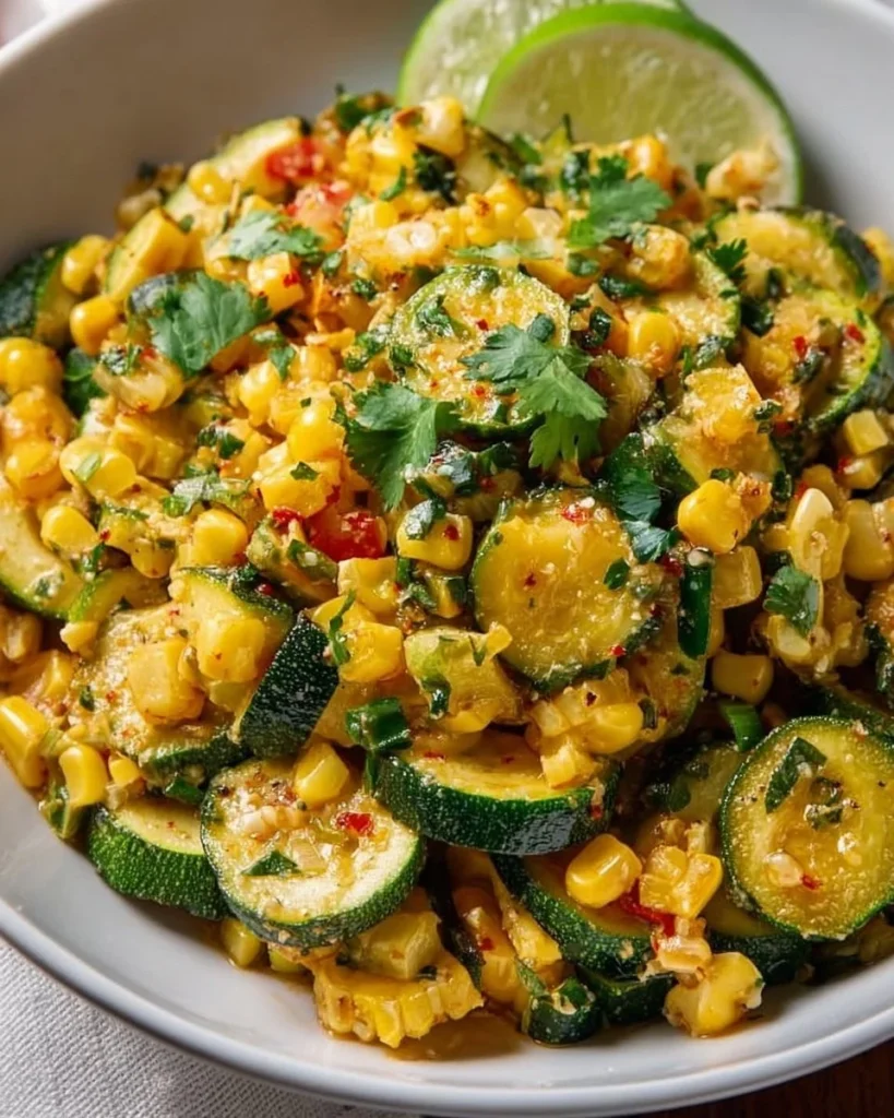 Delicious calabacitas dish made with zucchini and corn