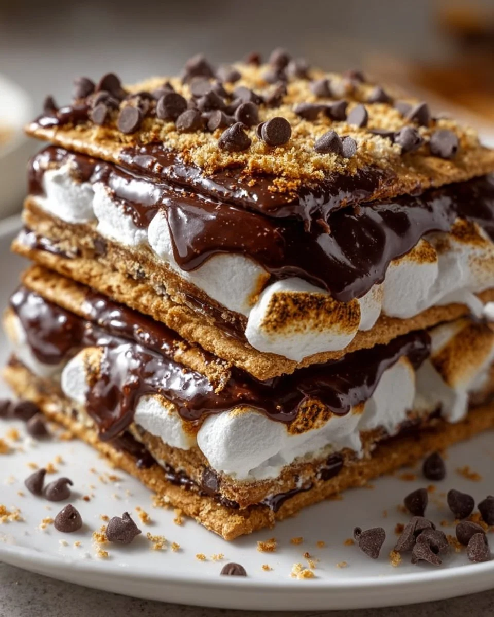 Delicious baked s'mores with melted chocolate and toasted marshmallows