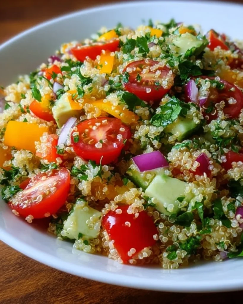 Cilantro lime quinoa salad with vibrant ingredients in a bowl