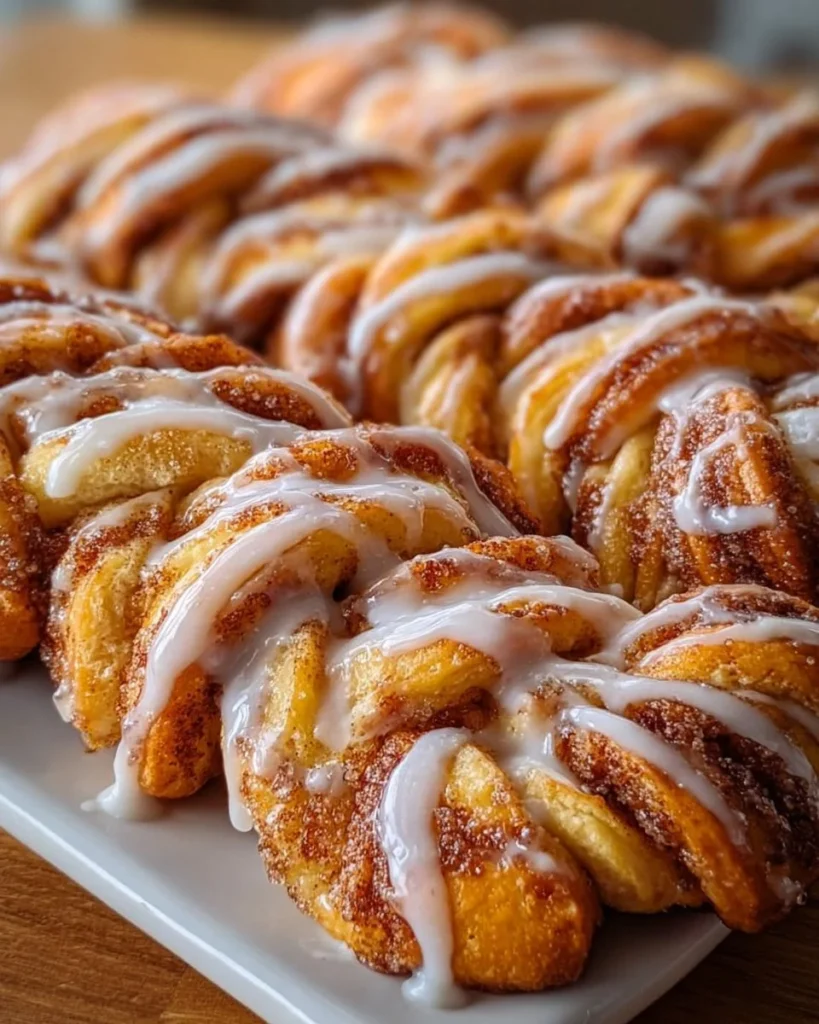 Delicious homemade Cinnamon Roll Bread Twists fresh out of the oven.