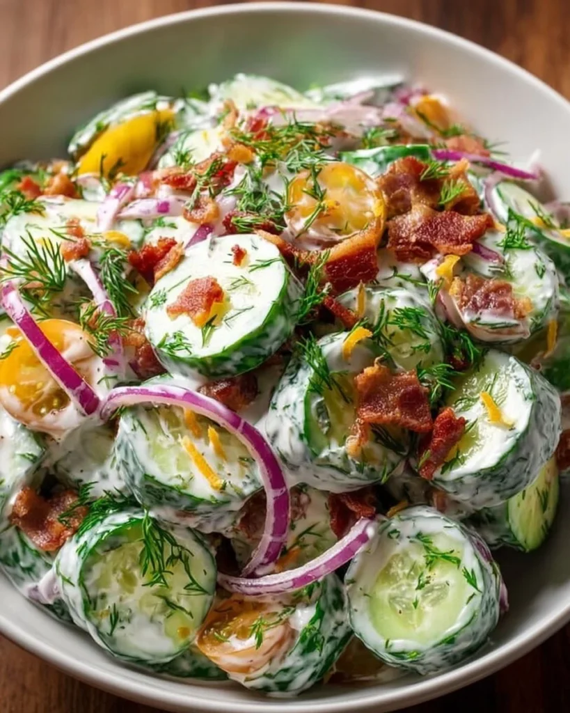 Delicious Cucumber Ranch Crack Salad served in a bowl