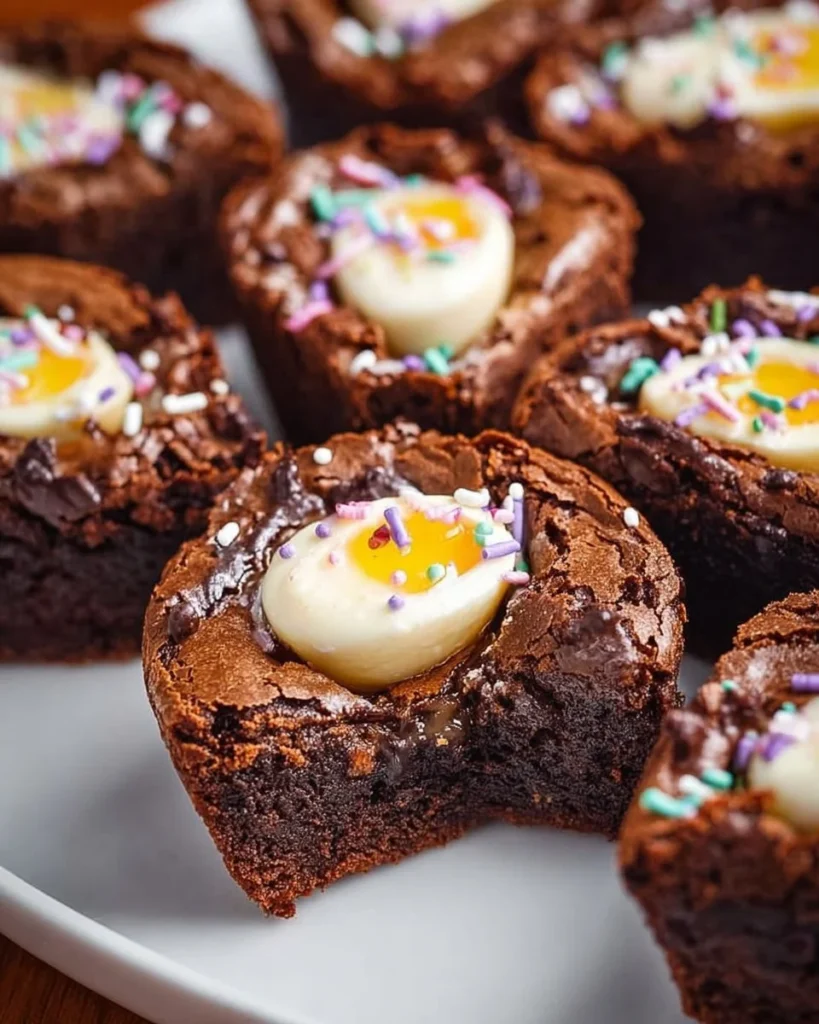 Fudgy Deviled Brownies with chocolate frosting on a rustic wooden plate