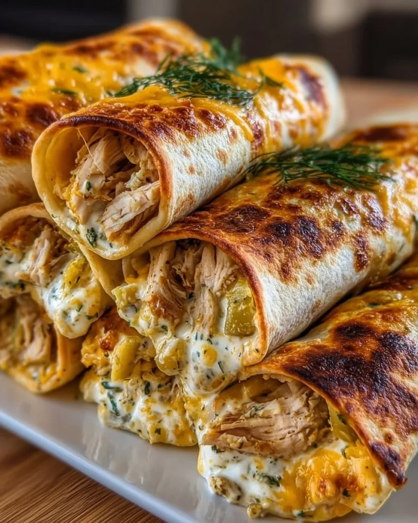 Delicious Dill Pickle Ranch Chicken Taquitos on a serving platter