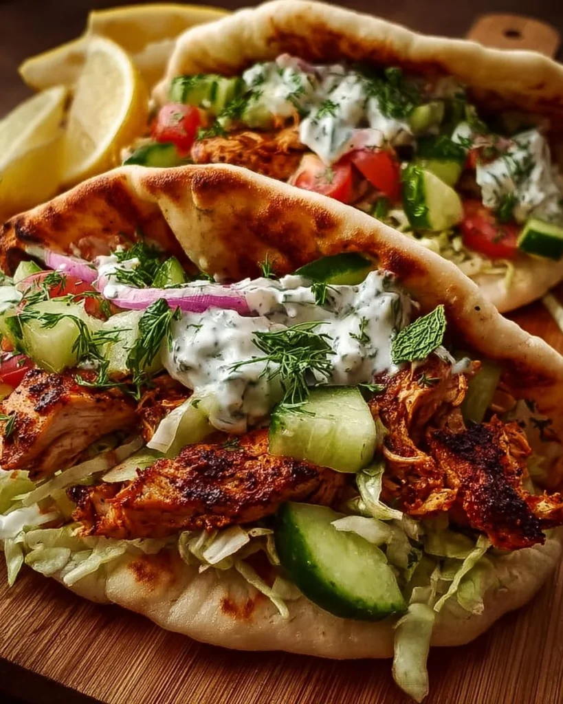 Flavor-packed chicken pitas filled with fresh ingredients and spices