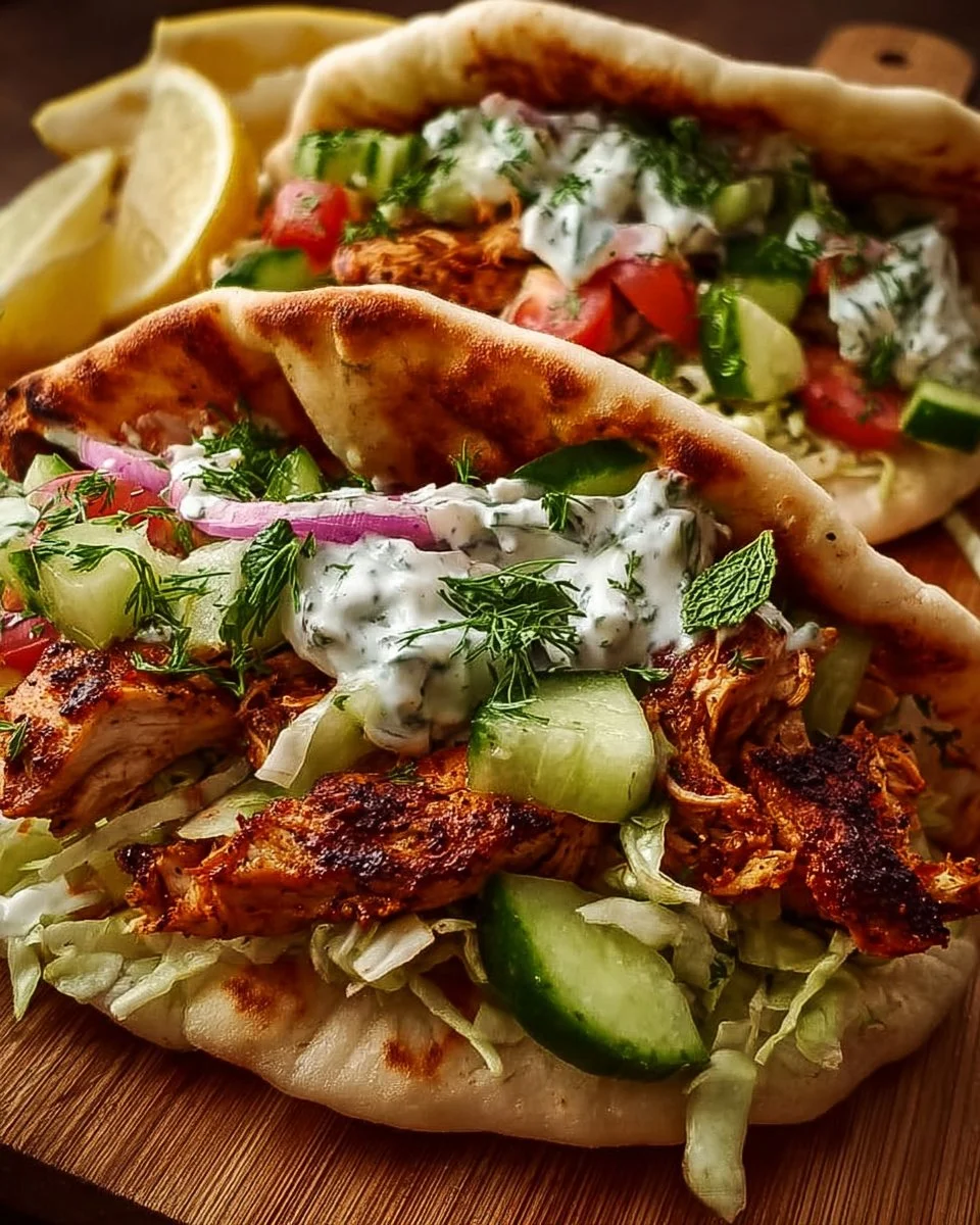 Flavor-packed chicken pitas filled with fresh ingredients and spices