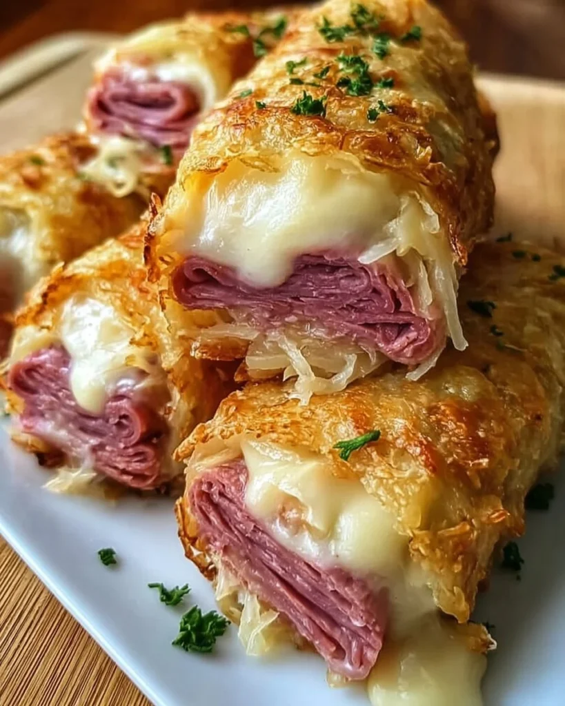 Keto Crispy Reuben Roll-Ups - a delicious low-carb snack