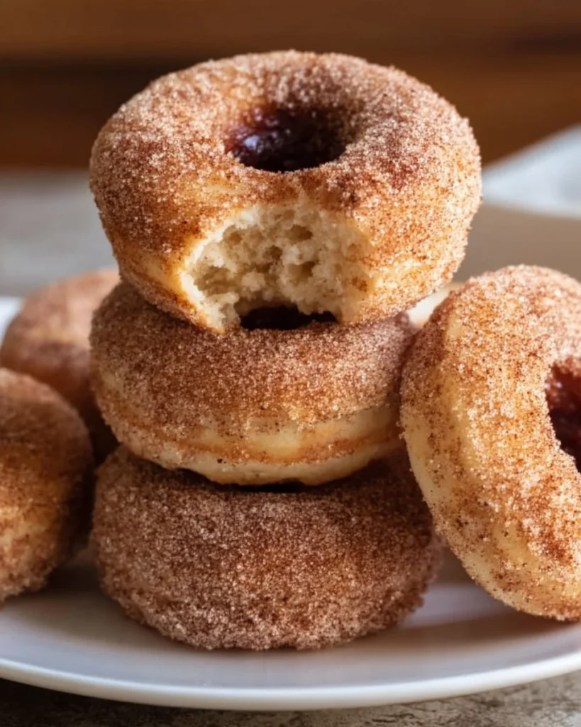 Keto Zimt-Zucker-Donuts drizzled with sugar-free cinnamon glaze
