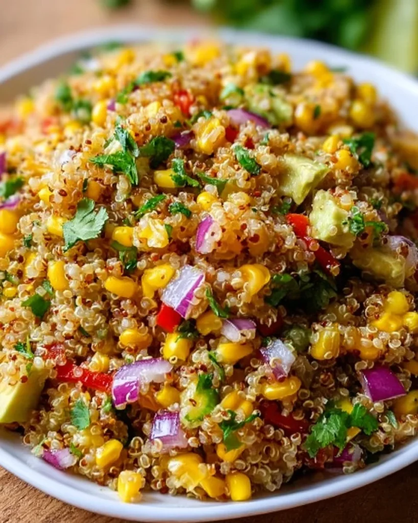 Delicious Mexican Street Corn Quinoa Salad with fresh ingredients