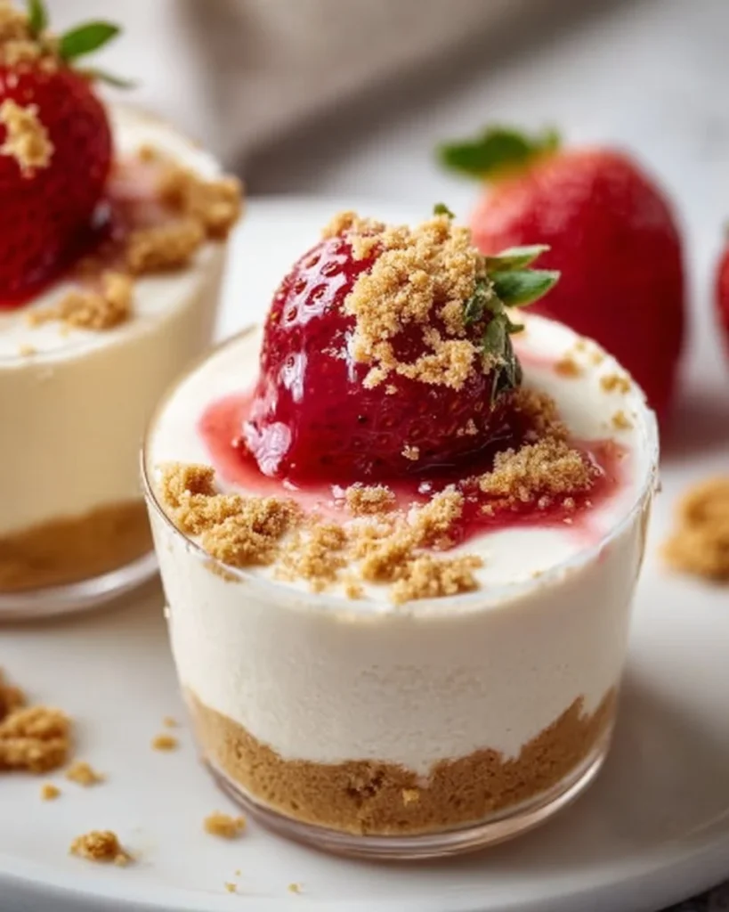 Delicious no bake cheesecake cups topped with fresh berries