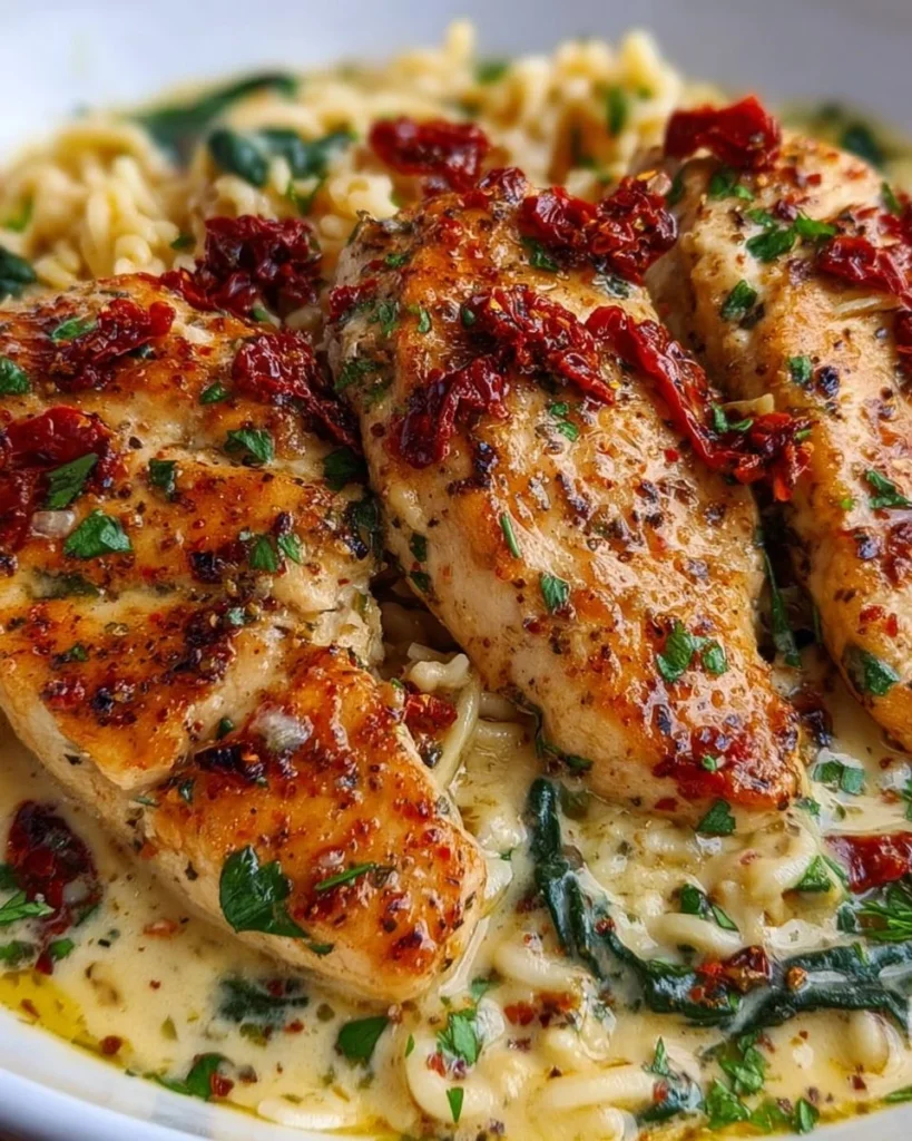 One Pan Marry Me Chicken served with herbs and creamy sauce