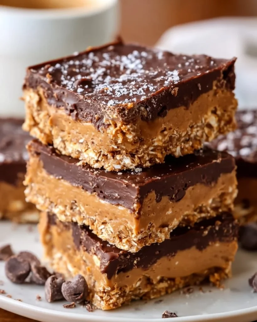 Delicious homemade peanut butter sandwich bars on a plate