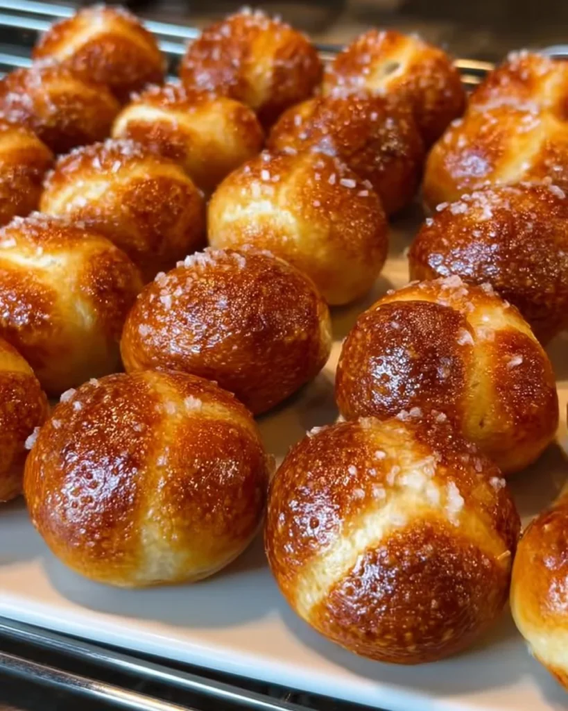 Soft and chewy sourdough pretzel bites made from sourdough discard