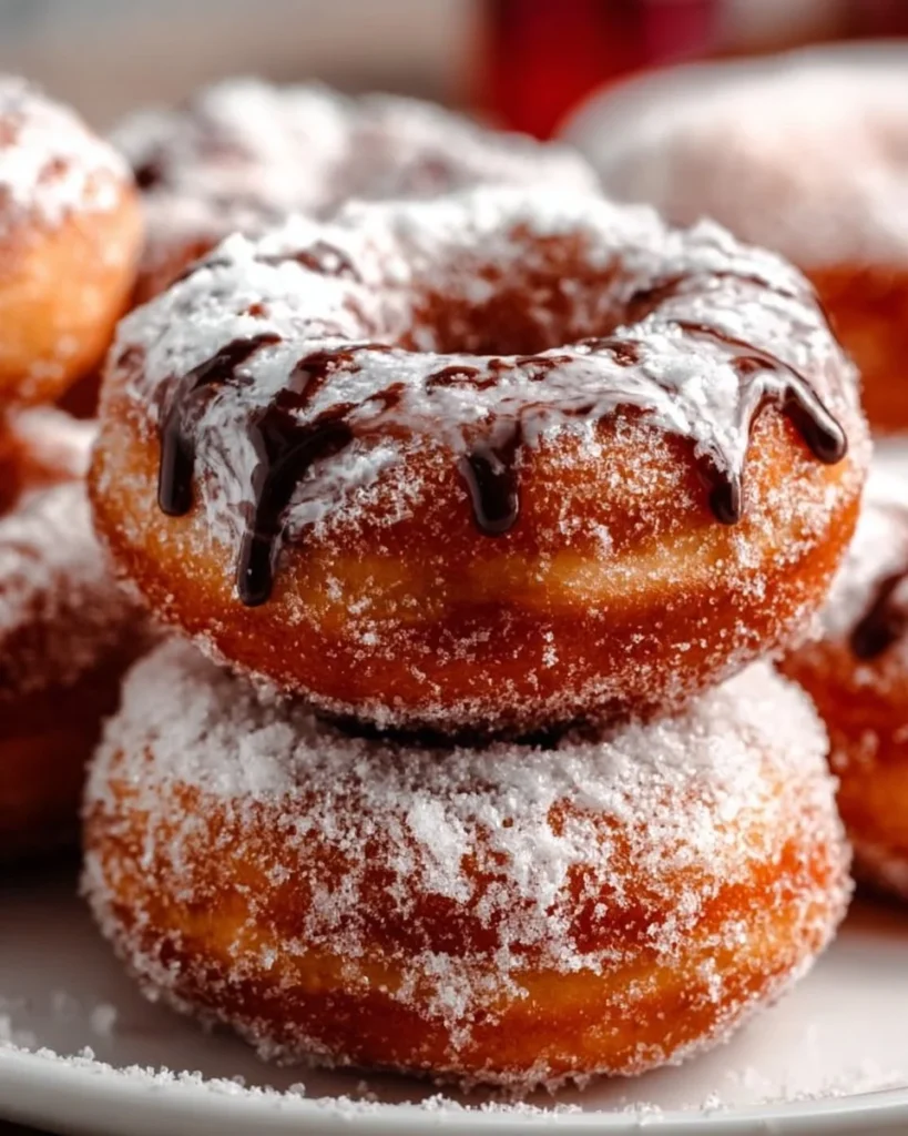 Freshly baked sour cream cake donuts topped with glaze