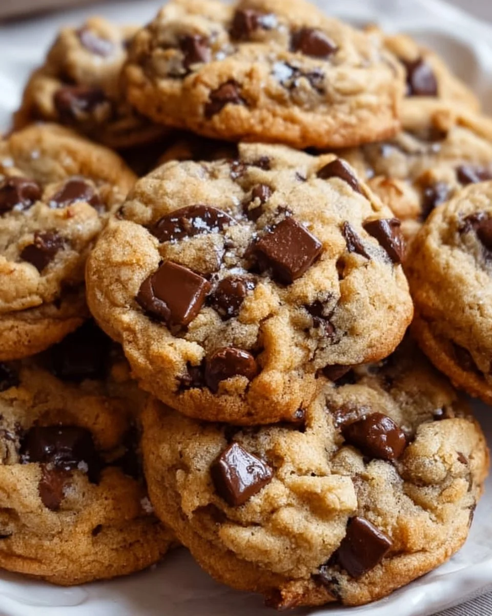 Freshly baked sourdough chocolate chip cookies on a cooling rack.