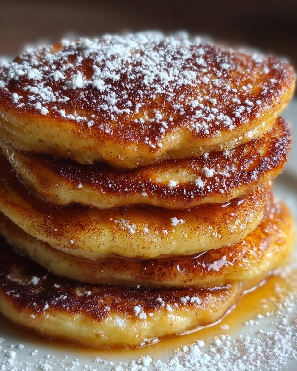 Delicious churro pancakes topped with cinnamon sugar and chocolate sauce