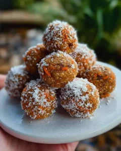 Healthy Carrot Cake Bliss Balls made with natural ingredients