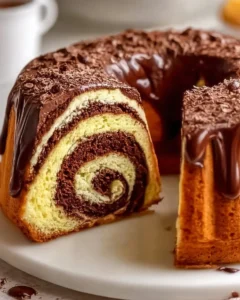 Delicious Chocolate Swirl Cake with creamy layers and chocolate decoration.