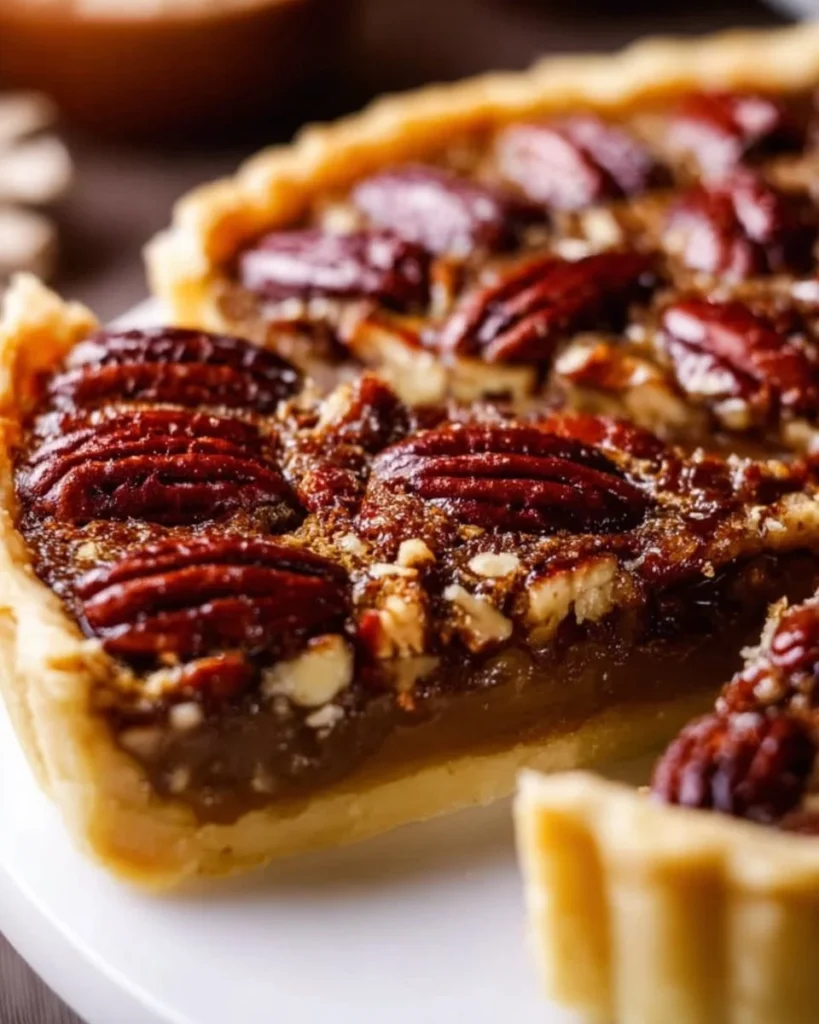Delicious homemade condensed milk pecan pie served on a plate