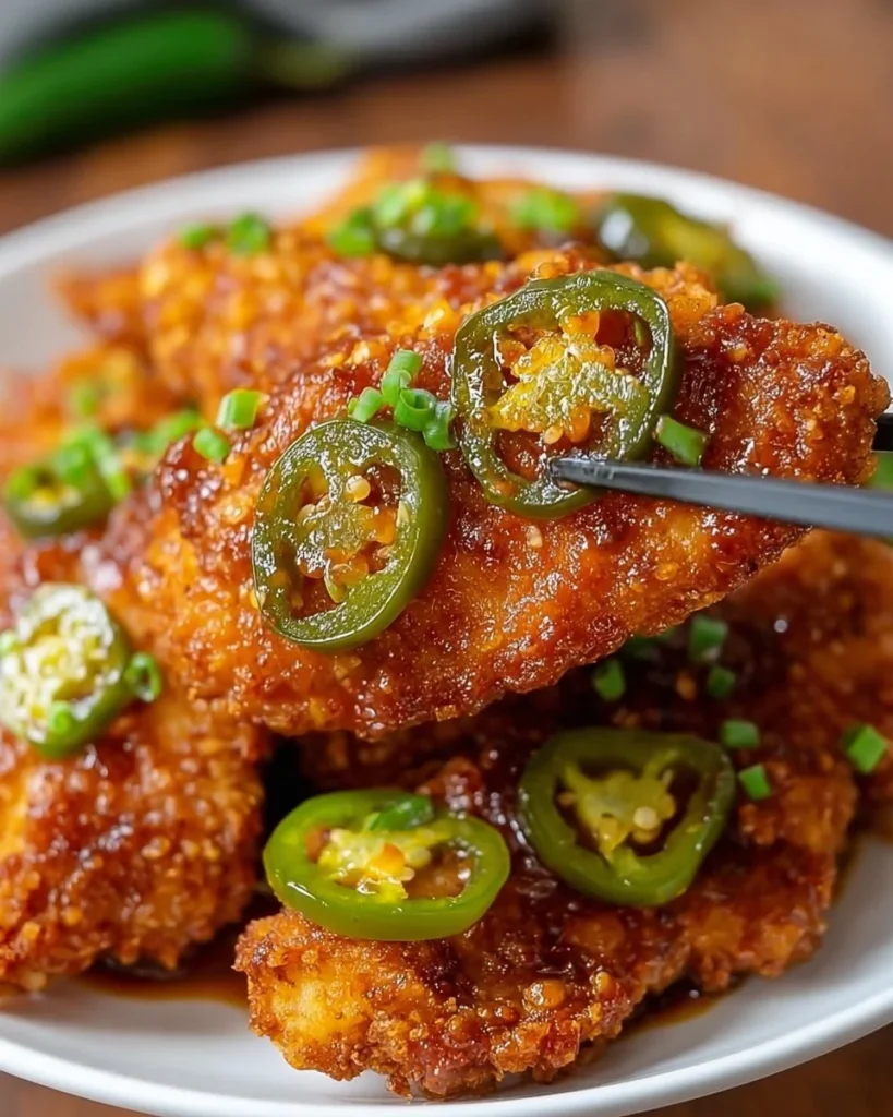 Crispy Spicy Jalapeño Chicken served with a side of dipping sauce