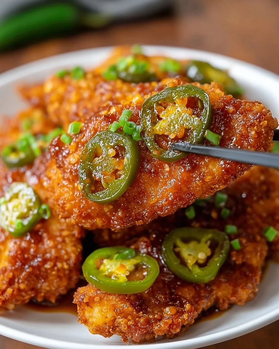 Crispy Spicy Jalapeño Chicken served with a side of dipping sauce