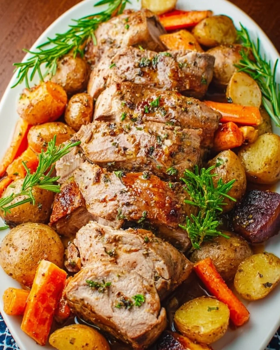 Slow-cooked Crockpot Pork Tenderloin ready to serve.